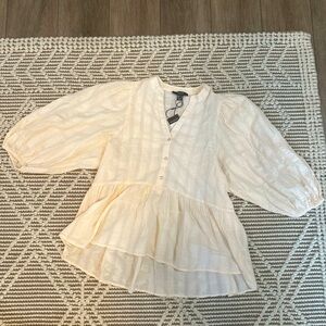 Gorgeous Primark Balloon Sleeve Peasant Top • Womens Size 6 • NEW